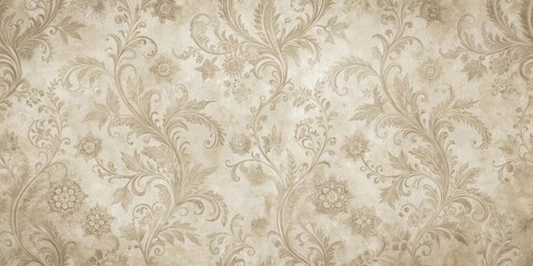 Elegant Beige Damask Pattern on Textured Background, Ideal for Design Projects