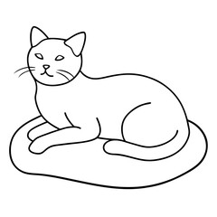 Relaxed Cat Line Art Illustration.