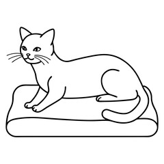 Relaxed Cat Line Art Illustration.