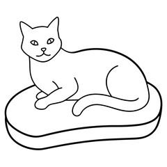 Relaxed Cat Line Art Illustration.