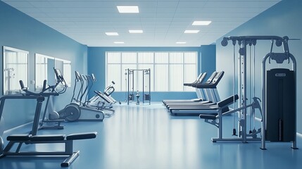 Fototapeta premium Interior of a fitness hall. 3d rendering