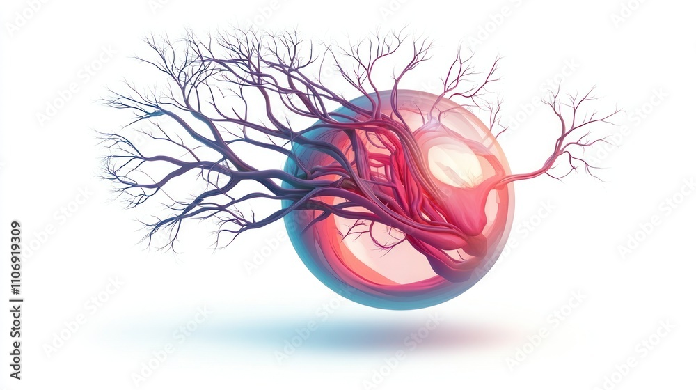 Leinwandbilder a surreal sphere with tree branches extending outward, blending nature and abstraction.