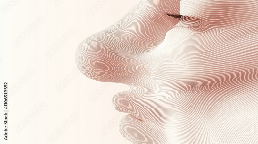 Aufkleber Abstract representation of a human face with flowing lines and soft colors.