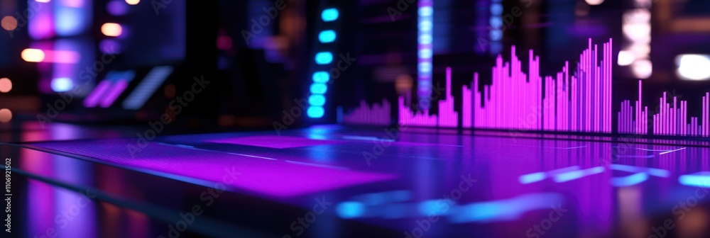 Aufkleber a vibrant digital audio visualization with colorful sound waves and neon lights.
