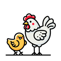 hen and chick icon in linear style . flat vector illustration isolated on white background