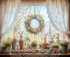 Happy Easter background, card, poster. Vector