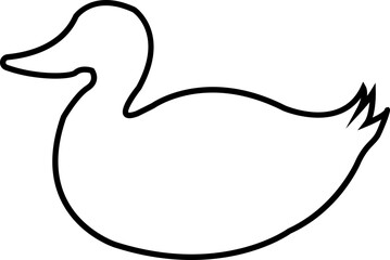 Fototapeta premium Black silhouette of duck icon in Outline style. illustration bird farm animal symbol. Concept of minimalism simple design. Print vector logo template design element isolated on transparent background.