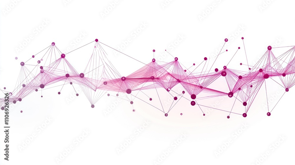 Leinwandbilder Abstract network design with pink lines and dots representing data connections.