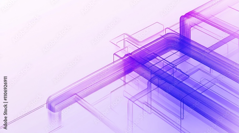 Aufkleber abstract design featuring overlapping transparent geometric shapes in purple tones.
