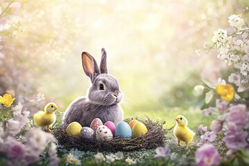 Happy Easter background, card, poster. Vector