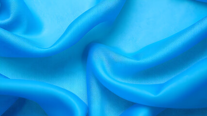 Obraz premium Texture chiffon fabric in blue color for backgrounds. silk fabric. selective focus background. Generative AI