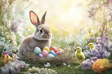 Happy Easter background, card, poster. Vector