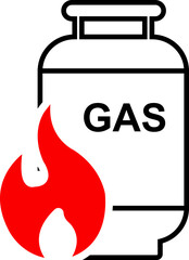 Gas tank icon in trendy black outline style. Lpg propane bottle vector container. Gas cylinder canister fuel storage symbol isolated on transparent background. Petrol tank illustration sign.