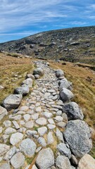 Stone path to the lagoon of Gredos, Avila