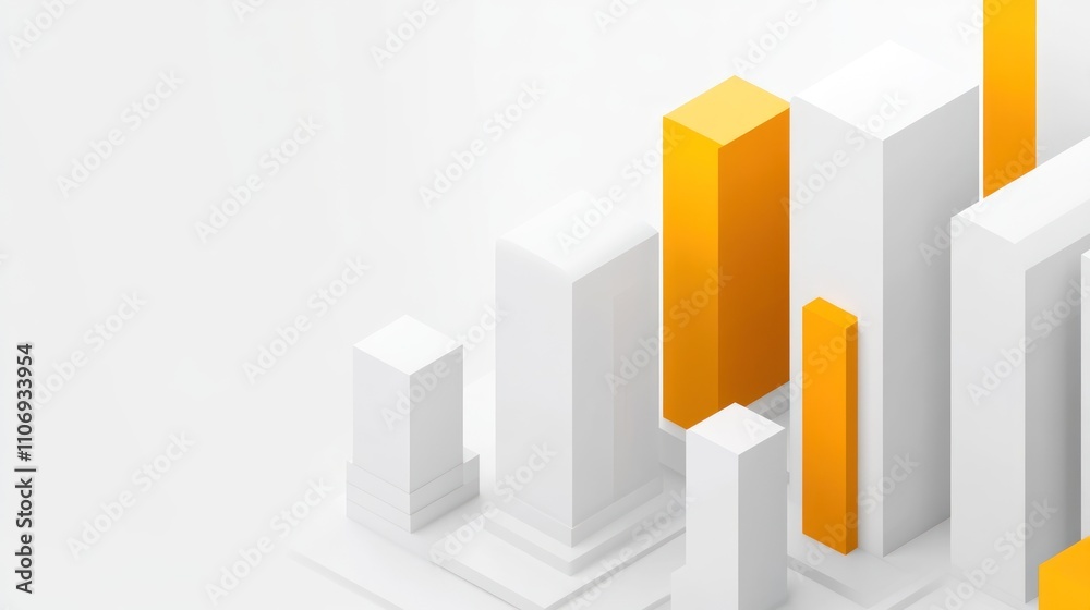 Poster Abstract design featuring geometric shapes in white and orange, suggesting growth or data visualization.