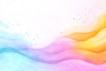 A colorful, abstract background with a blue, pink, and yellow wave. The background is white and the colors are vibrant
