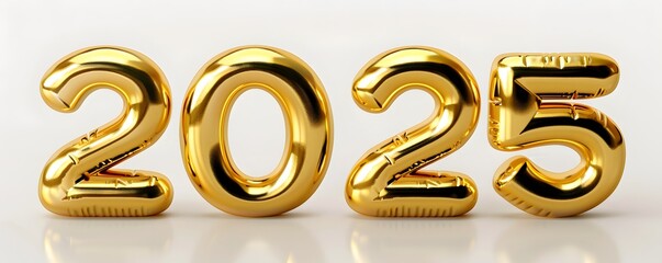 Golden Balloons Representing the Year Two Thousand Twenty Five