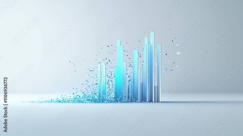 Leinwandbilder abstract representation of sound waves with vertical bars and particles.