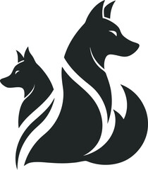 Abstract Animal Silhouette Logo - Dog and Cat Simple Dog and Cat Silhouette Logo on White Background, Art & Illustration