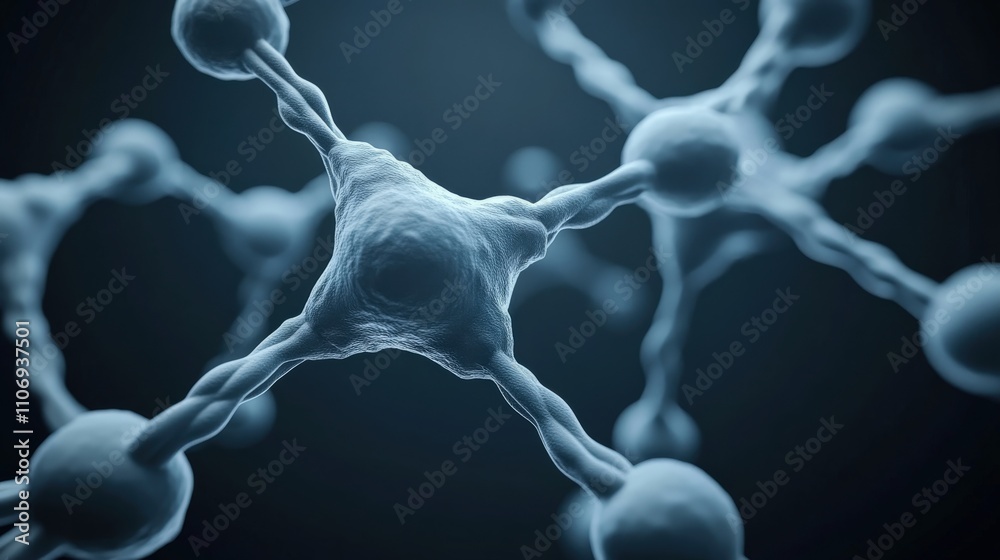 Aufkleber Detailed Close-Up of Molecular Structure Displaying Intricate Connections and Interactions Between Neurons in a Scientific Context for Research Purposes