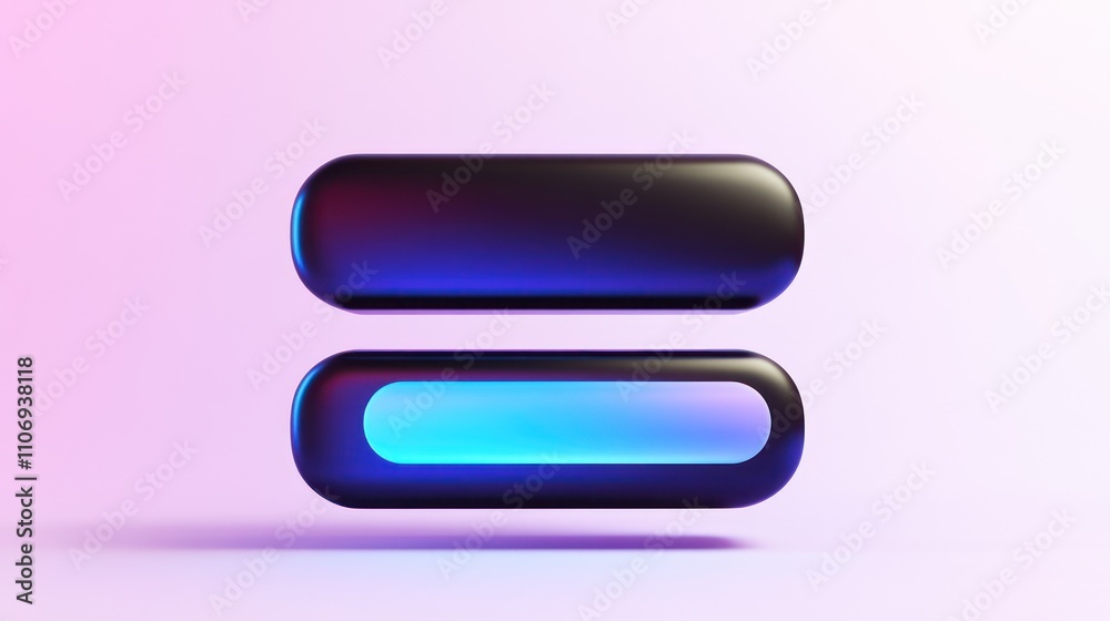 Poster a modern graphic featuring two sleek, rounded shapes with contrasting colors and lighting.