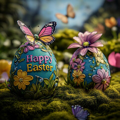 Happy Easter background, card, poster. Vector