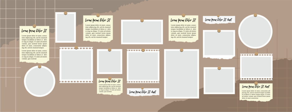 Pictures or photos frame collage, page grid layout abstract photo frames and digital photo wall template