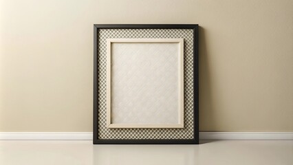 Fototapeta premium Elegant Blank Frame with Subtle Patterned Mat on Neutral Wall