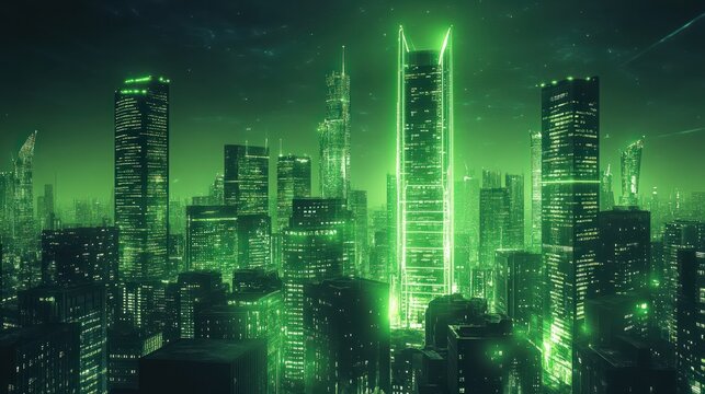 modern financial stock market background in the style of green trading chart and cityscape - Powered by Adobe