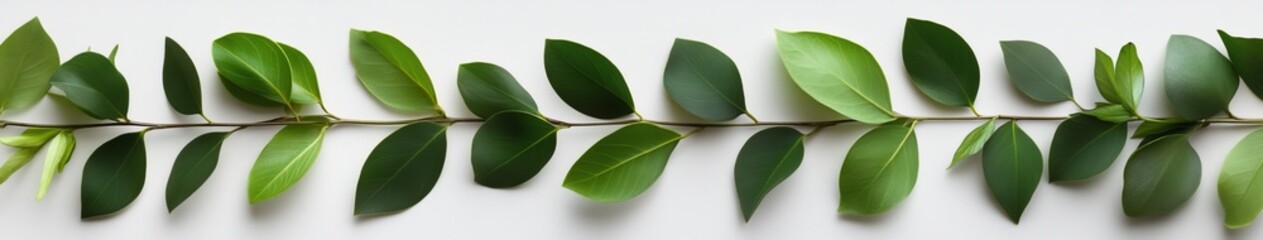 Fototapeta premium Green Leaf Branch on Light Wall Background