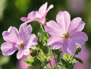 Fototapeta premium Pink flowers in a field