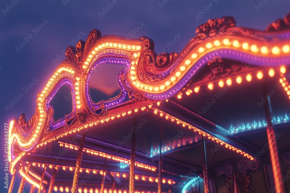 Aufkleber a vibrant carousel adorned with colorful lights, evoking a sense of nostalgia and fun.