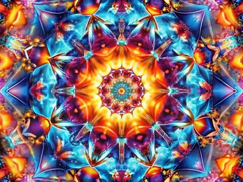 Futuristic Kaleidoscope Animation Loop in Minimalist Style with Vibrant Colors, Abstract Patterns, and Geometric Shapes Creating a Mesmerizing Visual Experience for Digital Art Enthusiasts
