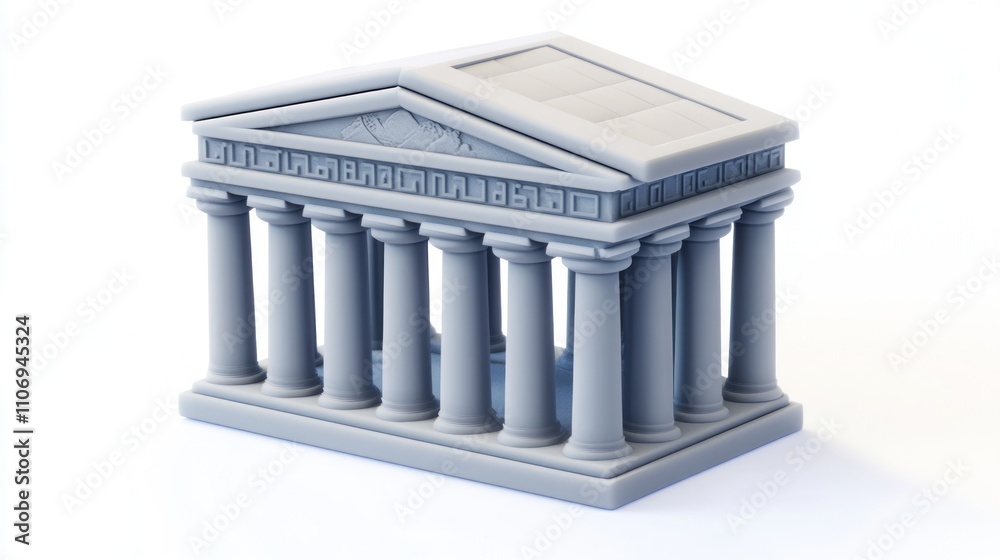 Aufkleber A stylized ancient temple model with columns and a decorative frieze.