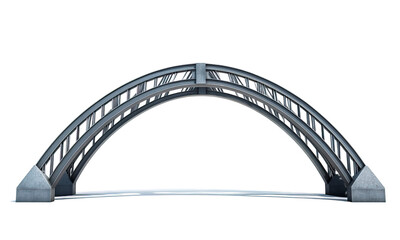 Fototapeta premium A twin arch bridge, symmetrical design, modern steel structure, deep gray tones, isolated on white background