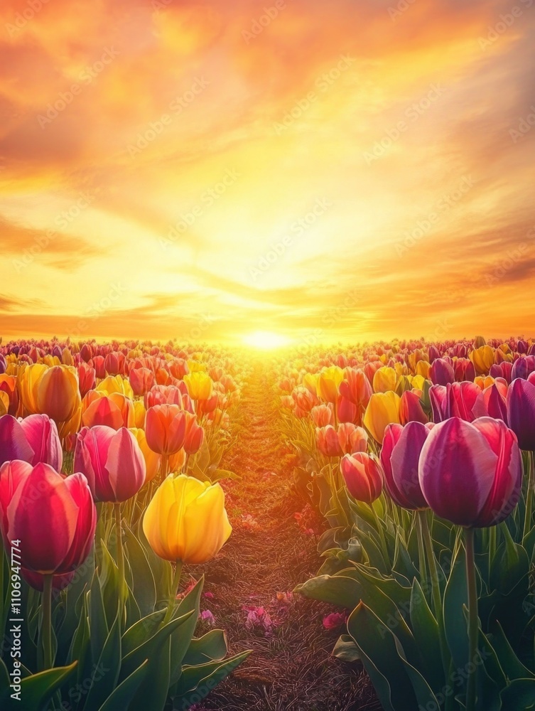 Canvas Prints Tulips at sunset