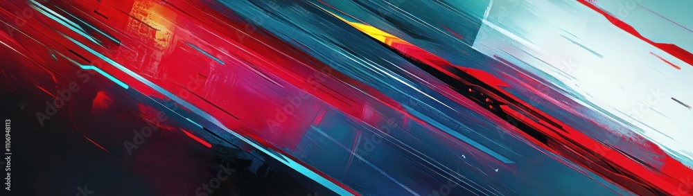 Poster abstract digital artwork featuring vibrant colors and dynamic lines.