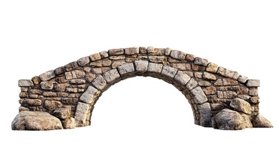 A stone bridge, medieval style, rustic arches, earthy tones, isolated on white background