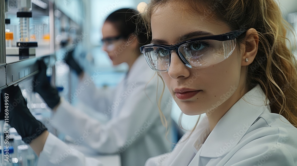 Aufkleber A team working in the lab thinking in quality.