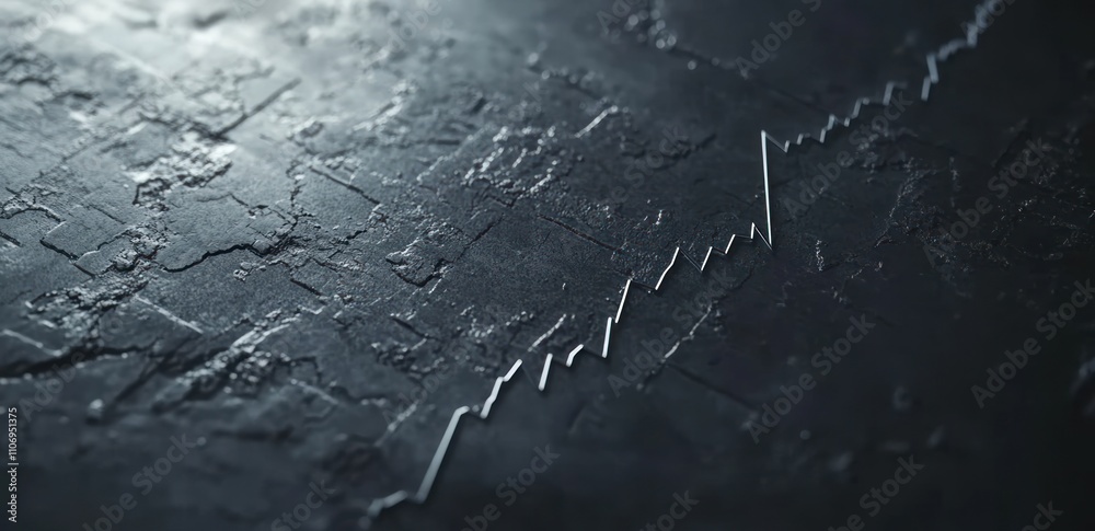 Aufkleber A close-up of a rising graph line on a textured dark surface, symbolizing growth or progress.
