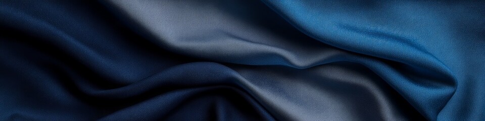 Elegant navy blue silk fabric with smooth, flowing texture and soft light reflections.