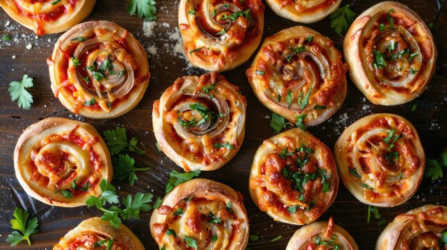 Homemade Mini Pizza Pinwheels Top View