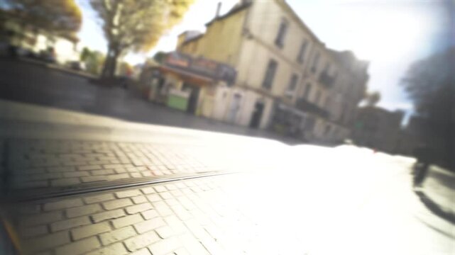 Person Entraina chooses an eco-responsible transport such as the city bike to get to work, to go for walks in the streets of the city of Montpellier located in France. High quality 4k footage
