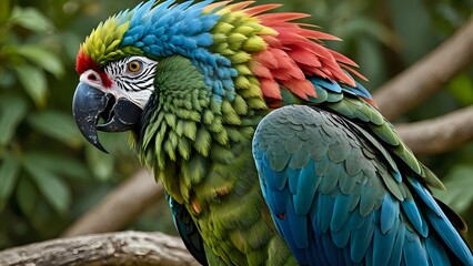 Obraz premium A Parrot’s Paradise Amidst a Sunset Backdrop
