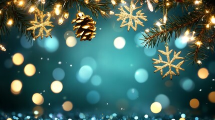 Christmas frame background, green color