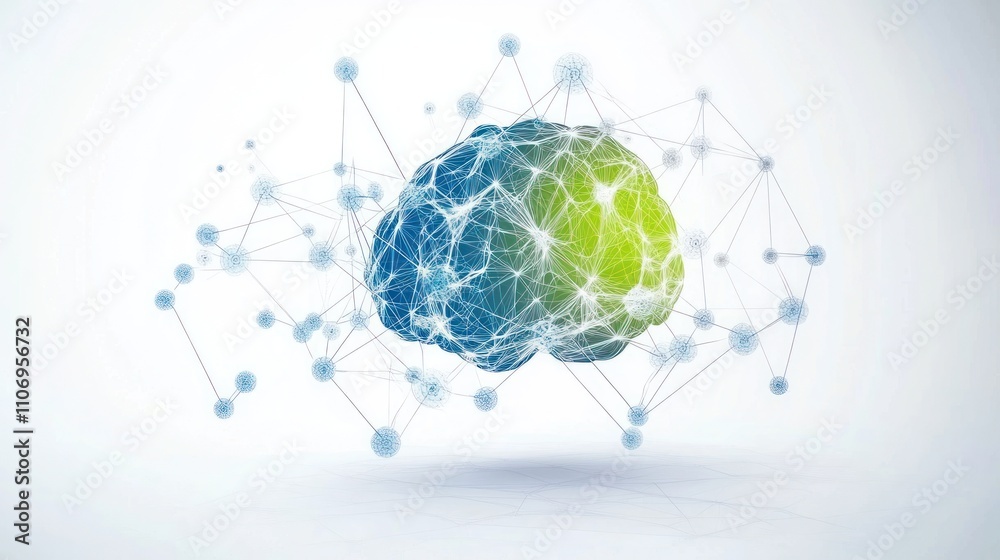 Poster A digital representation of a brain with interconnected nodes, symbolizing neural networks.