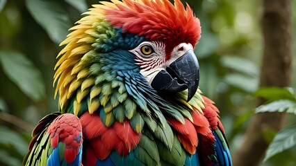 Obraz premium The Enchanted Parrot of the Sunset Jungle