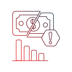 bankrupt gradient icon with white background vector stock illustration