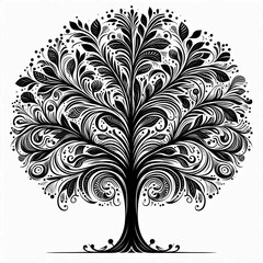 Obraz premium Elegant tree design in black with feather branches