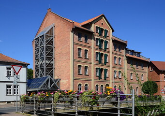 Historical Water Mill at the River Oker in the Old Town of Wolfenbüttel, Lower Saxony